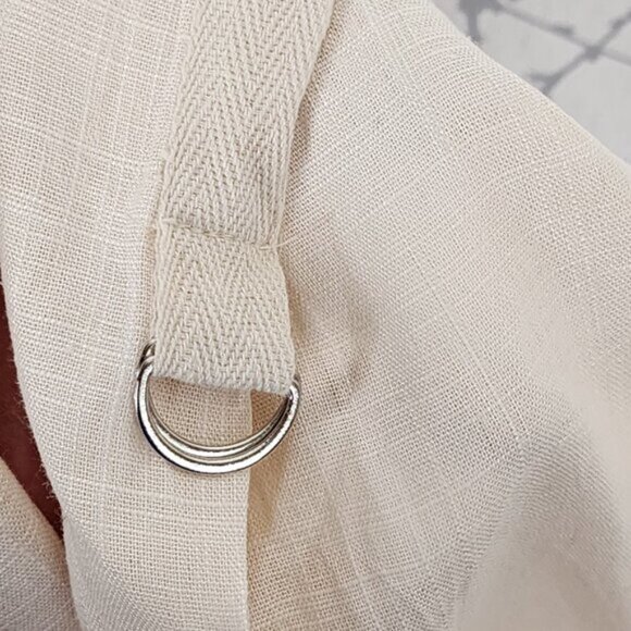 Arkitect Beige Linen Blend Button Up Shirt Roll Tab Sleeve Minimalist Loose - Picture 5 of 5